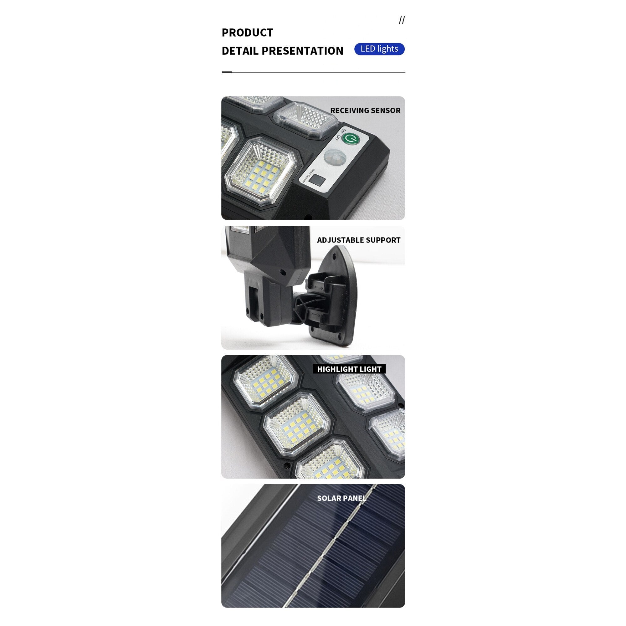 Lampa solara LED, AT PERFORMANCE, 3W, 3 moduri iluminare, Senzor miscare, Telecomanda, Negru